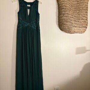 Green, Emerald Long Maxi  Chiffon Dress-Size 0